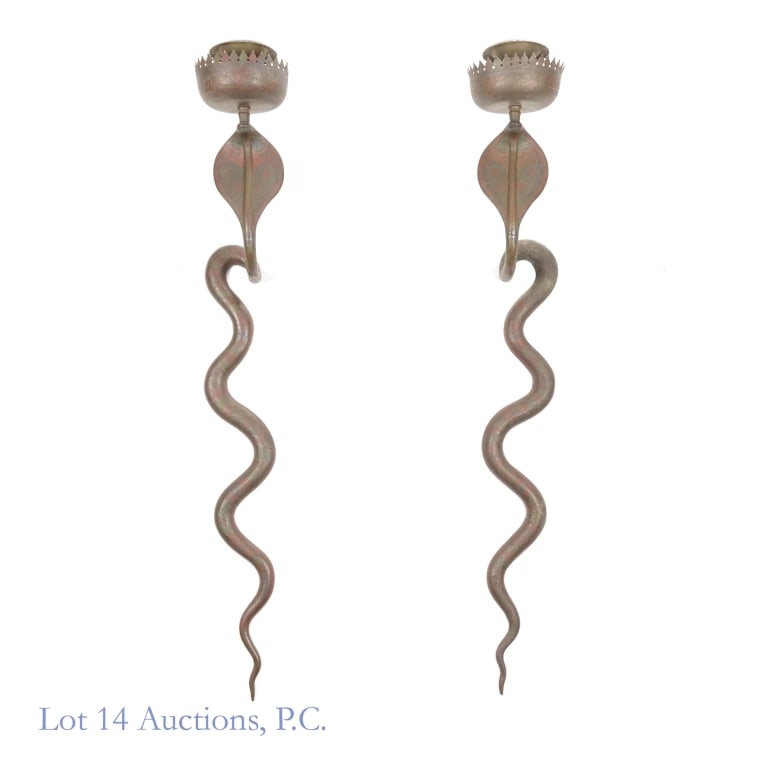 Bronze Cobra Candle Sconce Pair, 31" (1 of 6)