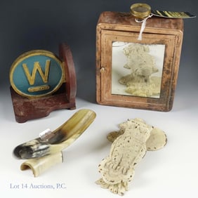 Vintage Safetee Mirror, Door Knocker, Horn Ashtray