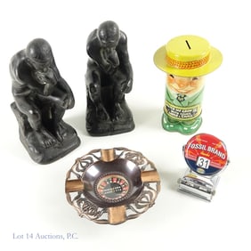 Vintage Roulette Ashtray, Bookends, Coin Bank