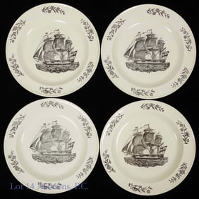 English Creamware Herculaneum Plates (4)