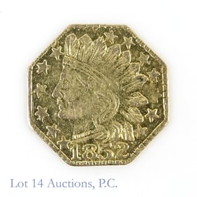 1852 USA Octagonal Cal Gold 1/4 Dollar Token