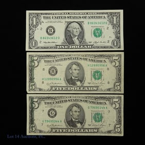 1981 & 1993 USA $1 & $5 FRN W/ Errors, 3