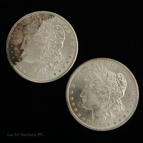 1884-O, 1899-O USA Morgan 90% Silver Dollars, 2