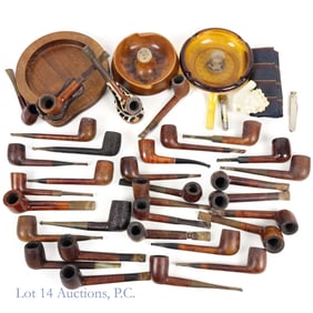 Vintage Tobacco Smoking Pipes (33) & Ashtrays (3)