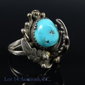 E Yazzie Sterling Silver Turquoise Ring