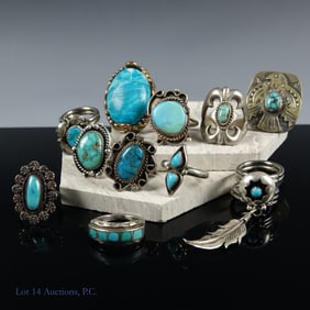 Sterling Silver Turquoise Rings (10 + 1)