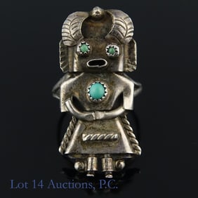Orville Manygoats Sterling Silver Kachina Ring