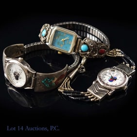 Native American Watch Cuffs Sterling Turquoise (3)