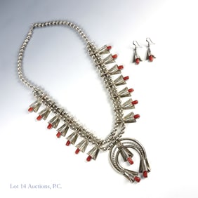 Frank Yazzie Silver Squash Blossom Necklace +