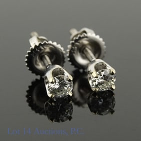 14K W Gold Diamond Stud Earrings