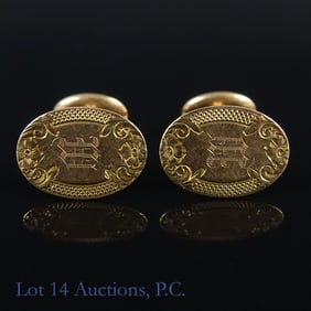 14K Y Gold Fixed Back Cufflinks