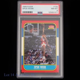 1986 Fleer Rookie Spud Webb (PSA8)