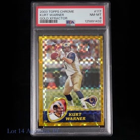 2003 Topps Chrome Gold Xfractor Kurt Warner (PSA8)