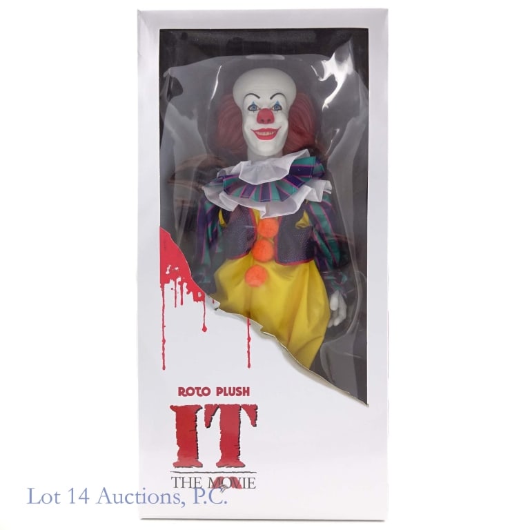 Mezco Toyz IT The Movie Pennywise Roto Plush NIB: Mezco Toyz IT The Movie Pennywise roto plush doll. Approximately 19" tall. In a sealed original box.