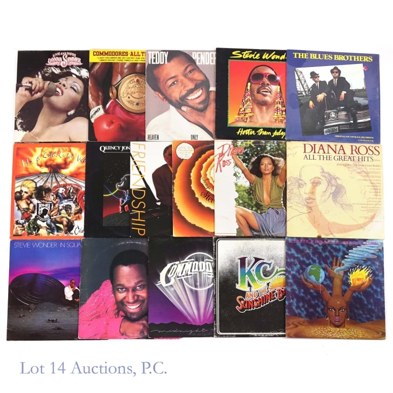 Vinyl Records Summer, Ross, Charles, Wonder, More: (16) 12" vinyl records - Diana Ross, Earth, Wind & Fire, Commodores, Ray Charles, Stevie Wonder, Quincy Jones, Luther Vandross and More. Upon cursory inspection, all records appear complete and in goo