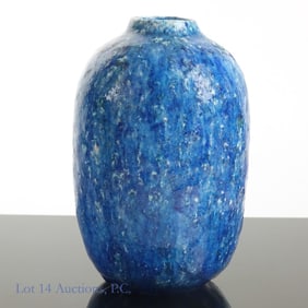 Speckled Blue and White Vase, Possibly Wheatley