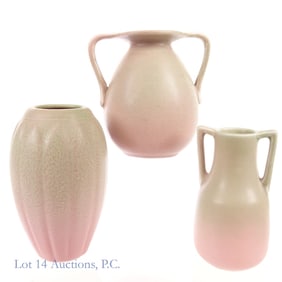 Rookwood Pottery Pink & Green Glaze c. 1920s (3)