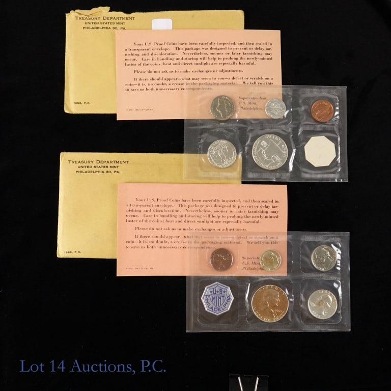 1963 USA 90%-Silver 5-Coin Proof Sets (2) (1 of 3)
