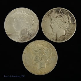 1922, '24 & '26s  90%-Silver Peace $1, 3