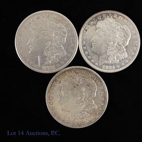 1921 P,D,S USA 90%-Silver Morgan Dollars (3)
