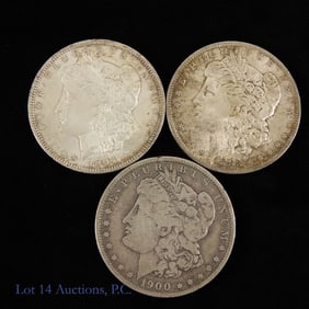 1883o, 1900o & 1904o USA Silver Morgan $1, 3