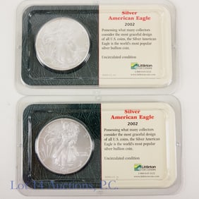 2002 (W) American Silver Eagle $1 Bullion Coins, 2