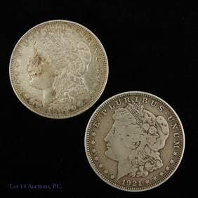 1921-D / (P) USA Morgan 90% Silver Dollars, 2