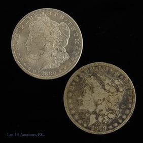 1879 (P), 1880-S USA 90% Silver Morgan Dollars, 2