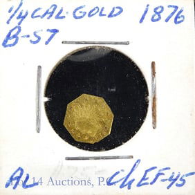 Rare 1876 Oct Indian Hd CAL Gold 1/4 Token