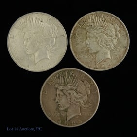 1923 (P) & S 90%-Silver Peace Dollars, 3
