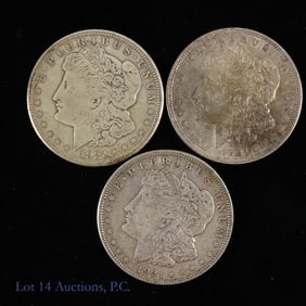 1921 (P) USA 90%-Silver Morgan Dollars (3)