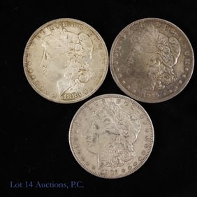 1883o, 1889o & 1901o USA Silver Morgan $1 (3)
