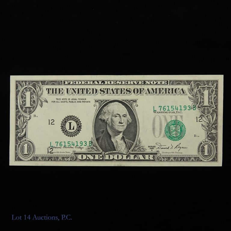 1981-A USA $1 FRN W/ S/N Too Low Error (CU) (1 of 3)