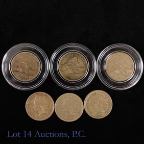 1857 - 1862 USA Flyng Eagle & Indian Hd Cents (6)