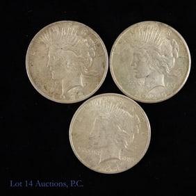 1923 - 1925 USA 90%-Silver Peace Dollars (3)