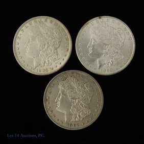 1896, 98, 1902 (P) USA 90% Silver Morgan Dollars 3