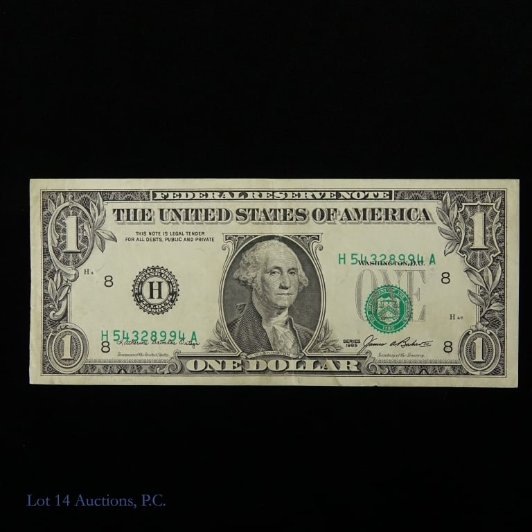 1985 USA $1 FRN W/ S/N Too Low Error (CU) (1 of 3)
