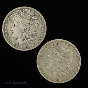 1889o & 1891o USA Silver Morgan Dollars, 2