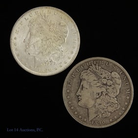 1890-O & (P) USA Morgan 90% Silver Dollars, 2
