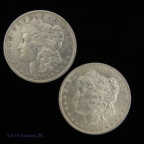 1896 & 1898 (P) USA Morgan 90% Silver Dollars, 2