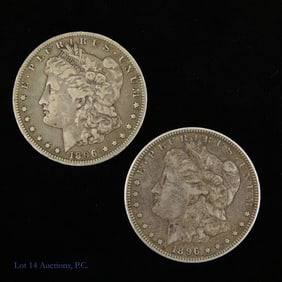 1896-O & (P) USA 90%-Silver Morgan Dollars, 2