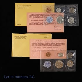 1964 USA 90%-Silver 5-Coin Proof Sets OGP (2)