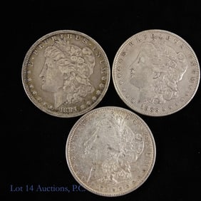 1879, 1884 & 1886 USA Silver Morgan $1, 3