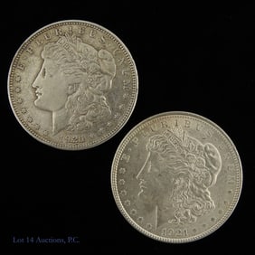 1921-D / (P) USA Morgan 90% Silver Dollars, 2