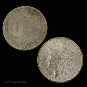 1890-O & (P) USA 90% Silver Morgan Dollars, 2