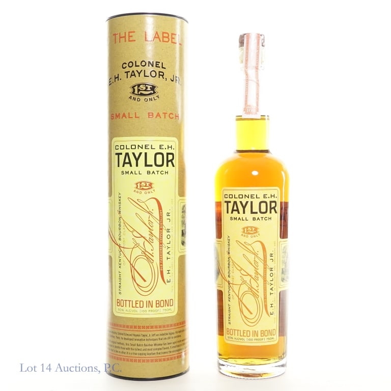 Colonel E.H. Taylor Small Batch Bourbon: Colonel E.H. Taylor Small Batch Bourbon, Bottled In Bond 100 Proof, 750 ml. Cylinder tube included. Etch: ..5251 01 14:28D
