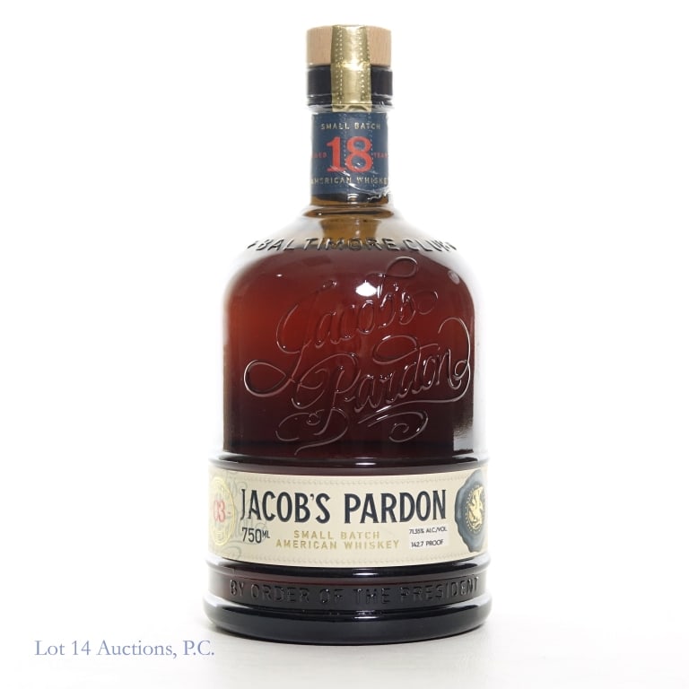 Jacob's Pardon 18 Year Whiskey (HAZMAT): Jacob's Pardon 18 Year Small Batch American Whiskey, 142.7 Proof, 750 ml, Recipe: 03,