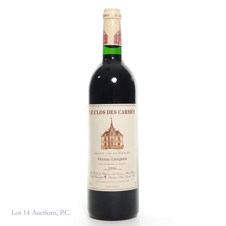 1996 Chateau Les Carmes Haut-Brion Bordeaux: 1996 Chateau Les Carmes Haut-Brion Le Clos Des Carmes, 12.5% ABV, 750ml, Vintage: 1996, Region: Bordeaux, France, Appellation: Pessac - Leognan.