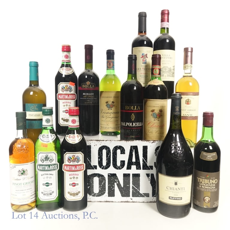 Italian Red Wine Variety (11), Vermouth (3): LOCAL PICKUP ONLY ****** Eleven (11) bottles of various Italian red wines and three (3) bottles of Martini & Rossi Vermouth. See photos for details. ****** LOCAL PICKUP ONLY