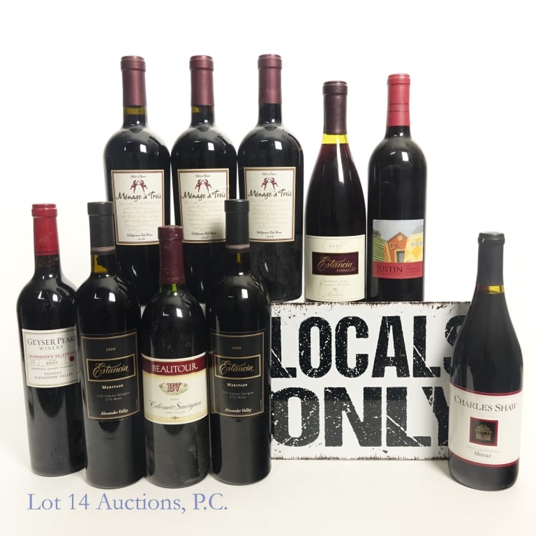 California Red Wines Lot (10) NO SHIPPING: LOCAL PICKUP ONLY ****** Ten (10) bottles of various California red wines. Various wineries and vintages. See photos for details. ****** LOCAL PICKUP ONLY